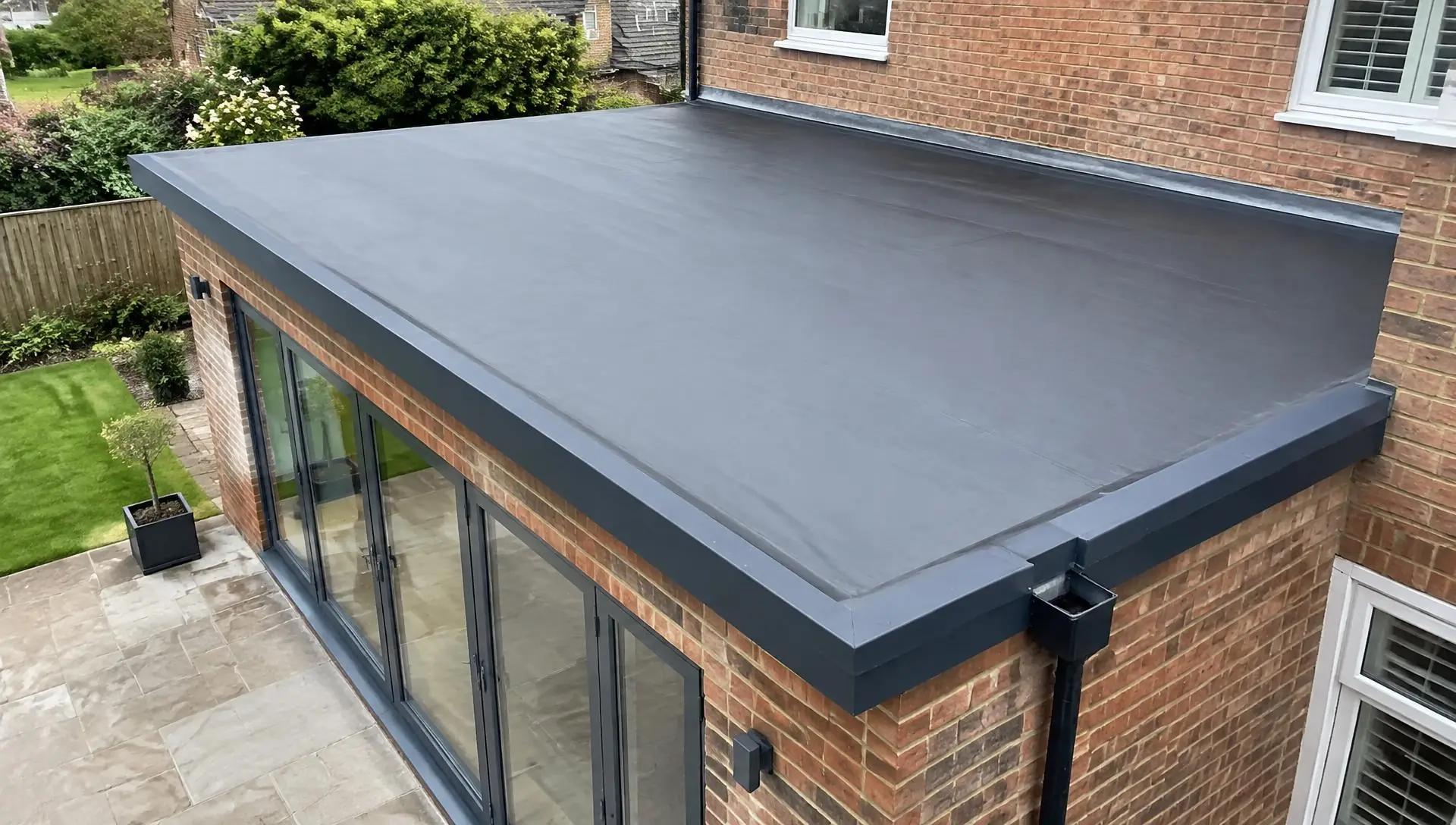 Completed roof replacement on a detached house